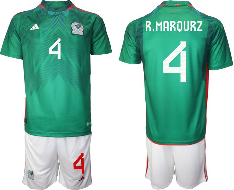 Men 2022 World Cup National Team Mexico home green #4 Soccer Jerseys1
